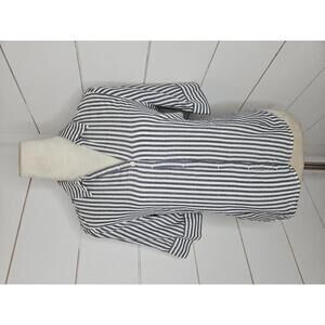 J Crew Trademark Small grey & white striped 1/2 sleeve cotton shirt
